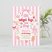 Oh What Fun To Be One Christmas Bow 1st Birthday Kaart (Staand voorkant)