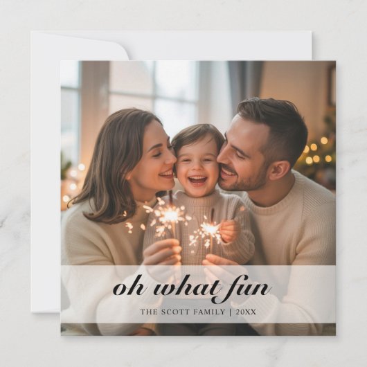 Oh What Fun Typography Script Carte de vacances ph (Devant)