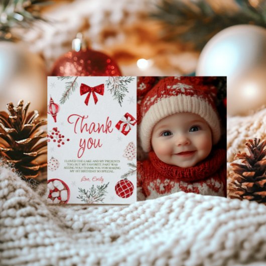 Oh What Fun Winter Birday Photo Carte de remerciem