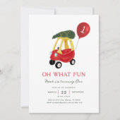 Oh What Fun Winter Car 1er Anniversaire Invitation (Devant)
