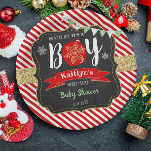 "Oh What Joy, Het is een jongen!" kerstBaby shower Papieren Bordje