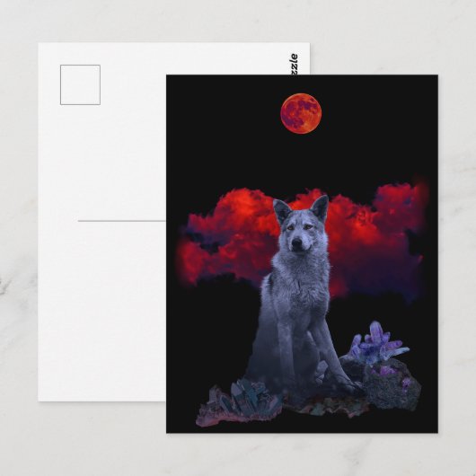 Oh Wolf Moon | Carte postale Goth Wolf (Devant / Derrière)