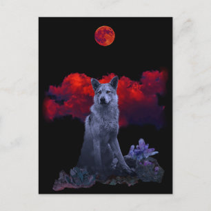 Oh Wolf Moon   Gothic Wolf Briefkaart