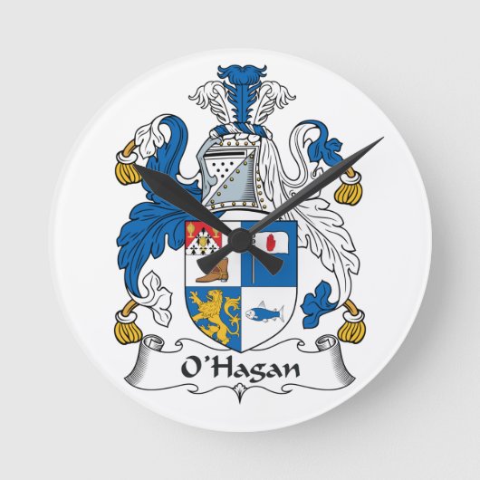O'Hagan Family Crest Ronde Klok (Voorkant)
