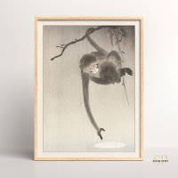 Ohara Koson Aap en Maan Japanse Aziatische Kunst