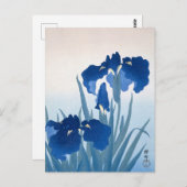 Ohara Koson, Japans Blauw Irissen Verjaardag Briefkaart (Voorkant / Achterkant)