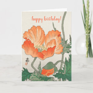 Ohara Koson Japans Sinaasappel Poppy Verjaardag Kaart