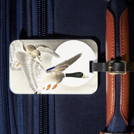 Ohara Koson Japans Twee Eenden Bij Volle Maan Bagagelabel (Voorkant Insitu 4)