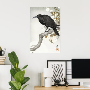 Ohara Koson Kraai op Kersenbloesemtak Kunst Poster