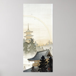 Ohara Koson Pagoda en Rainbow Poster