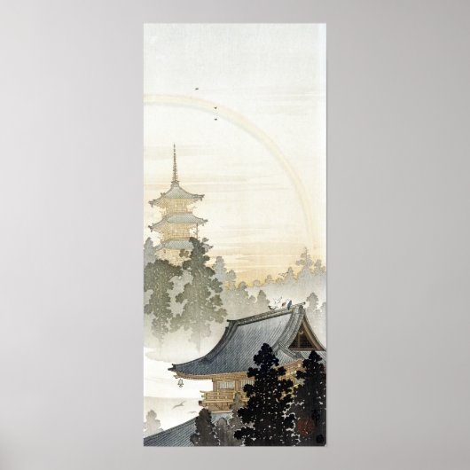 Ohara Koson Pagoda en Rainbow Poster (Voorkant)