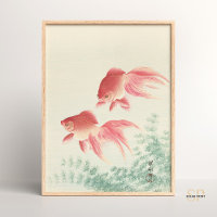 Ohara Koson Twee goudvissen en waterwiet Japans