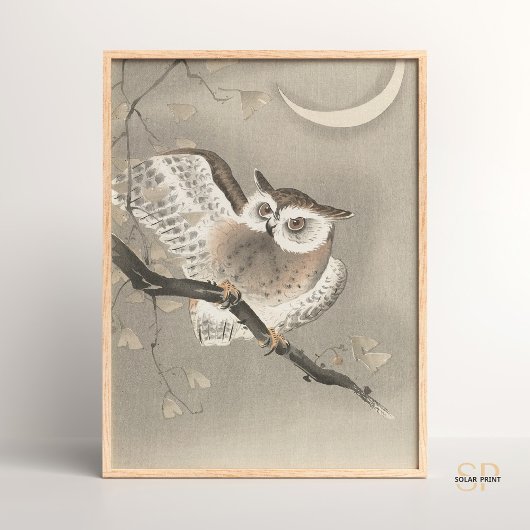 Ohara Koson Uil Onder Halve Maan Poster