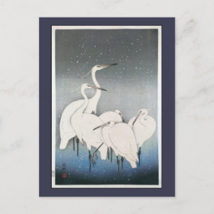 Ohara Koson's Vintage Egrets in de sneeuw Briefkaart