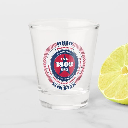 Ohio 17th Star Patriotic Shot glas (Voorkant)