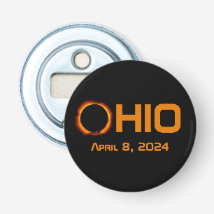 Ohio 2024 totale zonsverduistering button flesopener