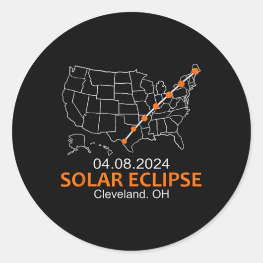 Ohio 2024 totale zonsverduistering ronde sticker (Voorkant)