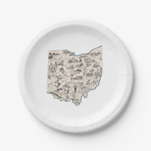 Ohio Afbeelding Map Paper Party Borden Papieren Bordje