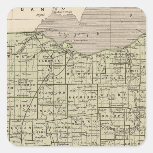 Ohio Atlas Map Vierkante Sticker (Voorkant)