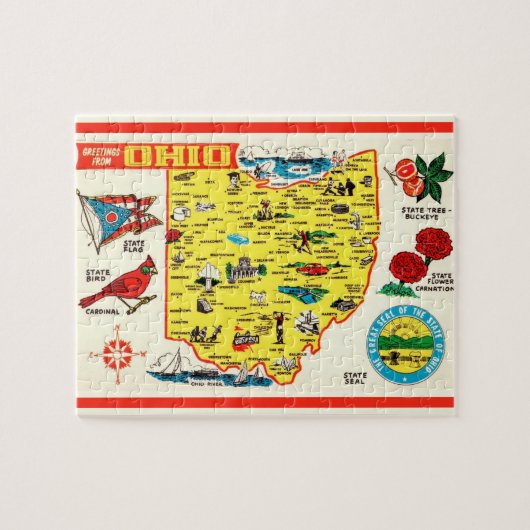 Ohio Briefkaart Kaart Jigsaw Puzzel (Horizontaal)