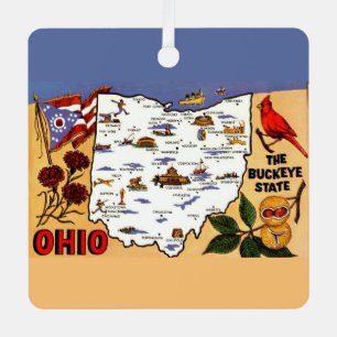 Ohio Buckeye Staat Postkaart Ornament