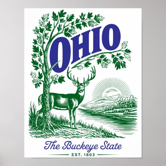 Ohio Buckeye State Deer & Nature Design Poster (Voorkant)