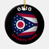 OHIO BUCKEYE STATE FLAG KERAMISCH ORNAMENT (Voorkant)