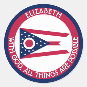 Ohio Burgee de Staat Gepersonaliseerde Vlag Ronde Sticker