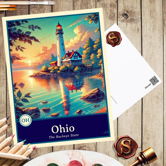 Ohio | Carte postale de style anime ombrée par cel
