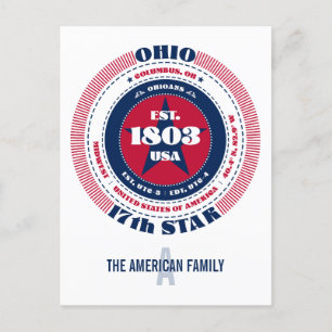 Ohio, Columbus, OH, Patriottisch, Monogram Briefkaart