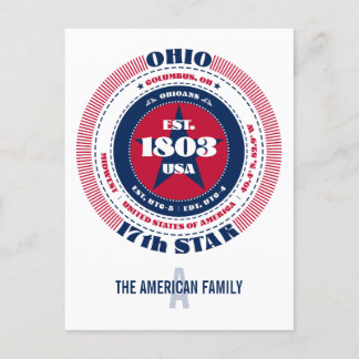 Ohio, Columbus, OH, Patriottisch, Monogram Briefkaart