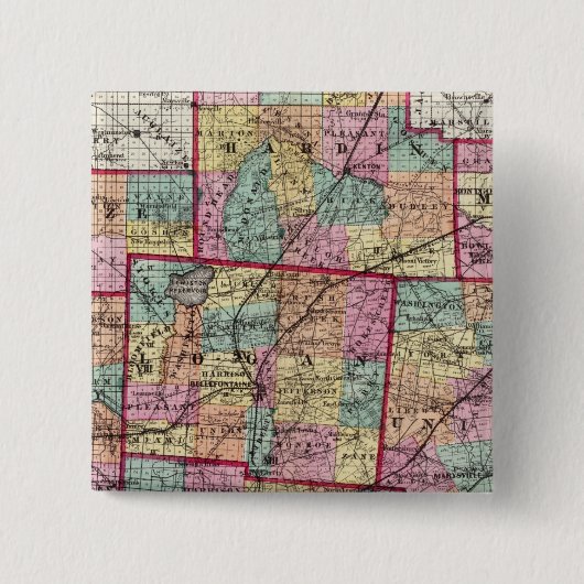 Ohio County 2 Vierkante Button 5,1 Cm (Voorkant)