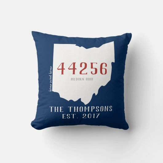 Ohio Custom Town Zip Code Home Pillow Navy Kussen (Voorkant)