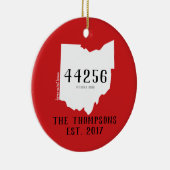 Ohio Custom Town Zip-kerstversiering Keramisch Ornament (Rechts)