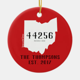 Ohio Custom Town Zip-kerstversiering Keramisch Ornament