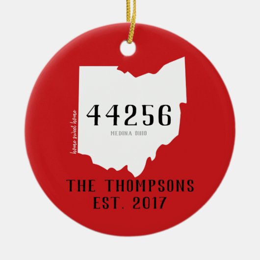 Ohio Custom Town Zip-kerstversiering Keramisch Ornament (Voorkant)