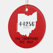 Ohio Custom Town Zip-kerstversiering Keramisch Ornament (Links)