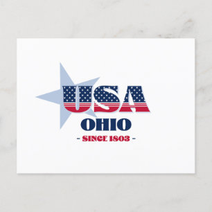 Ohio en carte postale rouge, blanche et bleue