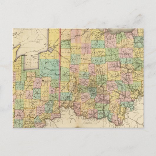Ohio en Indiana Briefkaart (Voorkant)