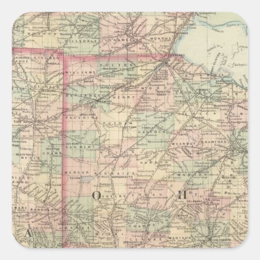 Ohio en Indiana Vierkante Sticker (Voorkant)