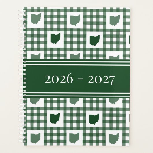 Ohio Groen Gingham Planner (Voorkant)