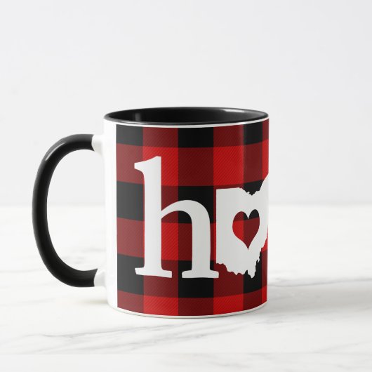 Ohio Home Heart Red Buffalo Check Patroon Mok (Links)