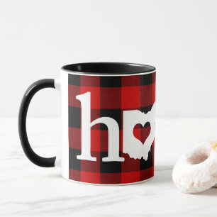 Ohio Home Heart Red Buffalo Check Patroon Mok