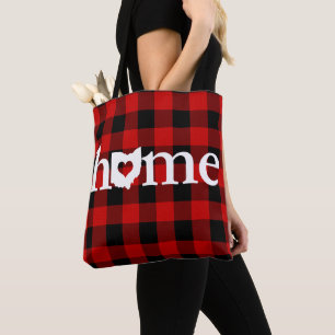Ohio Home Heart Red Buffalo Check Patroon Tote Bag
