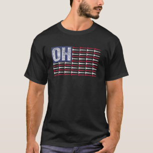 Ohio Home State Oh American Flag Patriotic Golf T-shirt