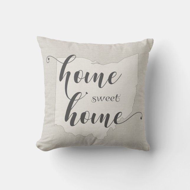 Ohio - Home Sweet Home burlap-look Kussen (Voorkant)