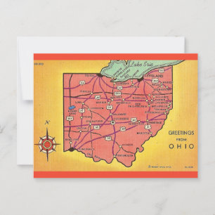Ohio Kaart Groeten Briefkaart