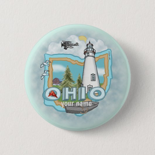 Ohio Lighthouse pin-knop Ronde Button 5,7 Cm (Voorkant)