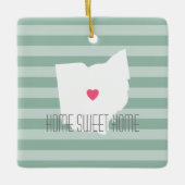 Ohio Map Home State Love met Custom Heart Keramisch Ornament (Voorkant)