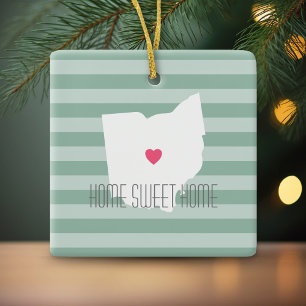 Ohio Map Home State Love met Custom Heart Keramisch Ornament